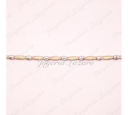 ORO 18 KTS PULSERA bicolor SEMIRIGIDA