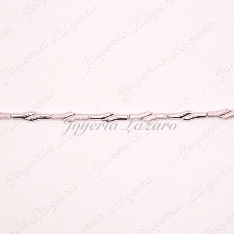 PULSERA 18KTS BL. ESLABONES PIEZAS MATE BRILLO