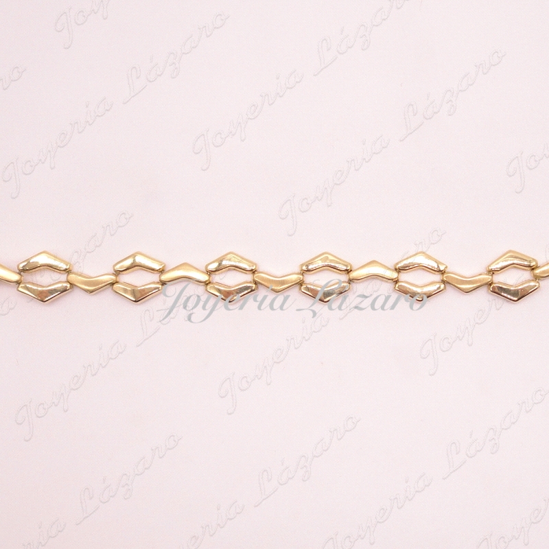 PULSERA ORO 18KTS SRA MATE Y BRILLO rombos +angulo