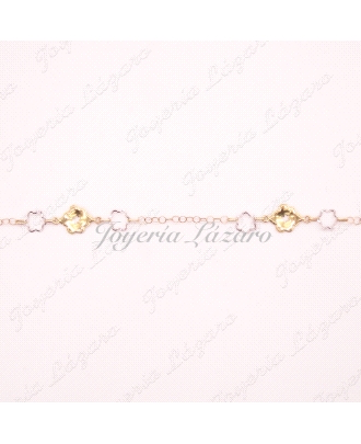 PULSERA ORO 18KTS BICOLOR FLORES