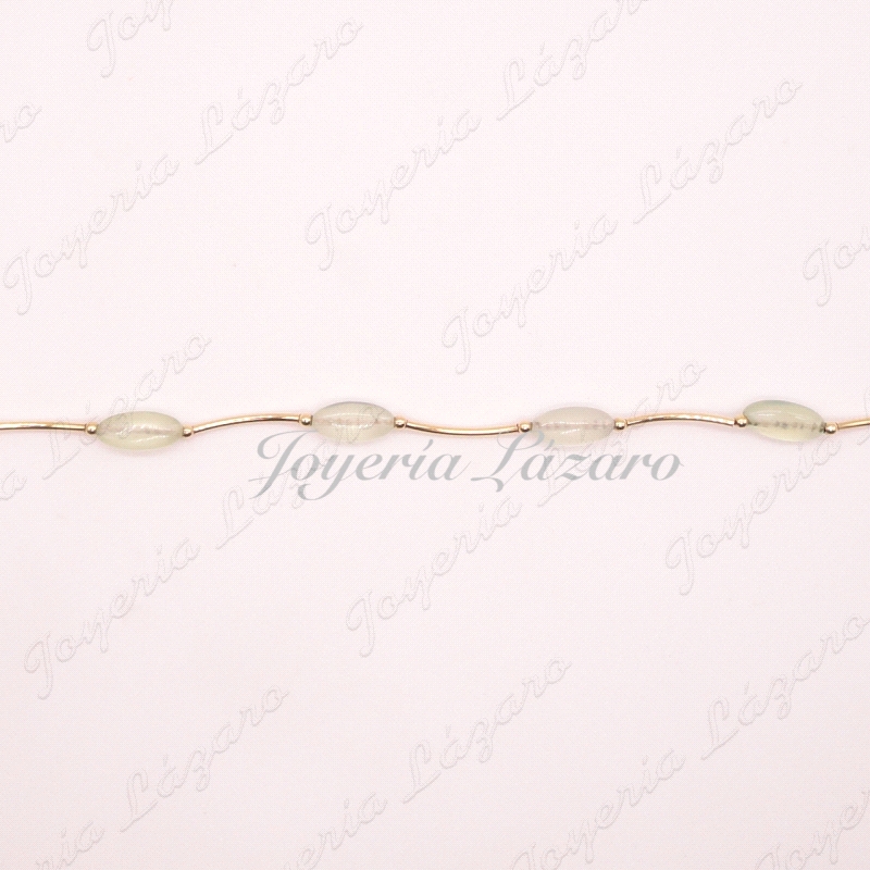 PULSERA SRA. ORO18KTS PIEDRAS CUARZOS VERDES/ROSAS