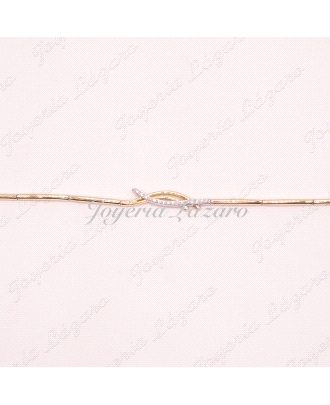 PULSERA SRA. 18KTS LAMINAS BISAGRA+ ARCO CIRCO EN CENTRO