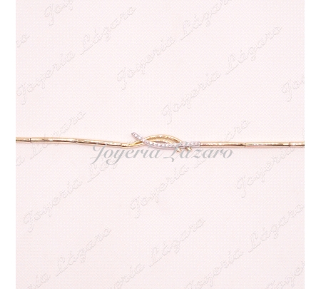 PULSERA SRA. 18KTS LAMINAS BISAGRA+ ARCO CIRCO EN CENTRO