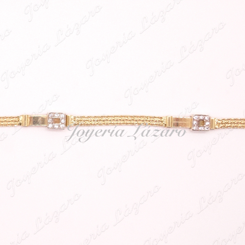 PULSERA SRA. 18KTS 3 cuadrados CIRCO.