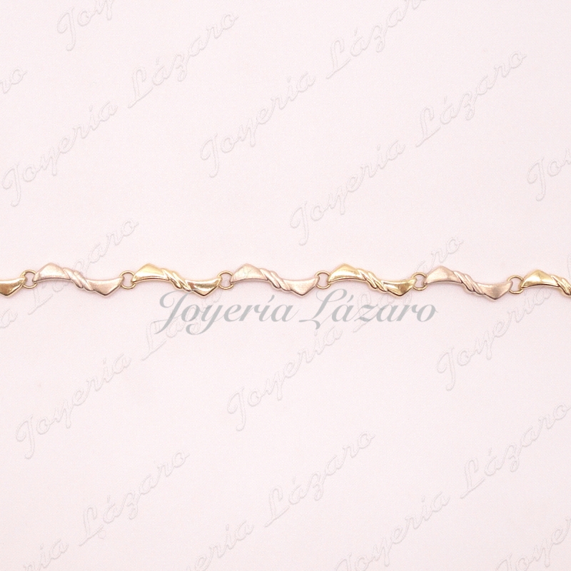 PULSERA 18KTS MIEZAS MATE/BRILLO CON ASAS ENTRE PIEZAS