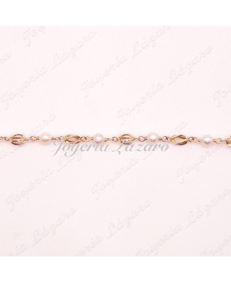 PULSERA ORO 18KTS PERLAS JAULAS