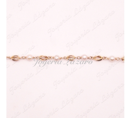 PULSERA ORO 18KTS PERLAS JAULAS
