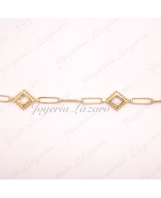 PULSERA ORO SRA.18KTS CUADRADOS CON BOLITAS