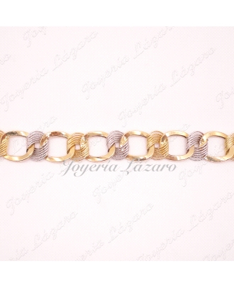 PULSERA ORO18KTS BICOLOR CUADRADOS