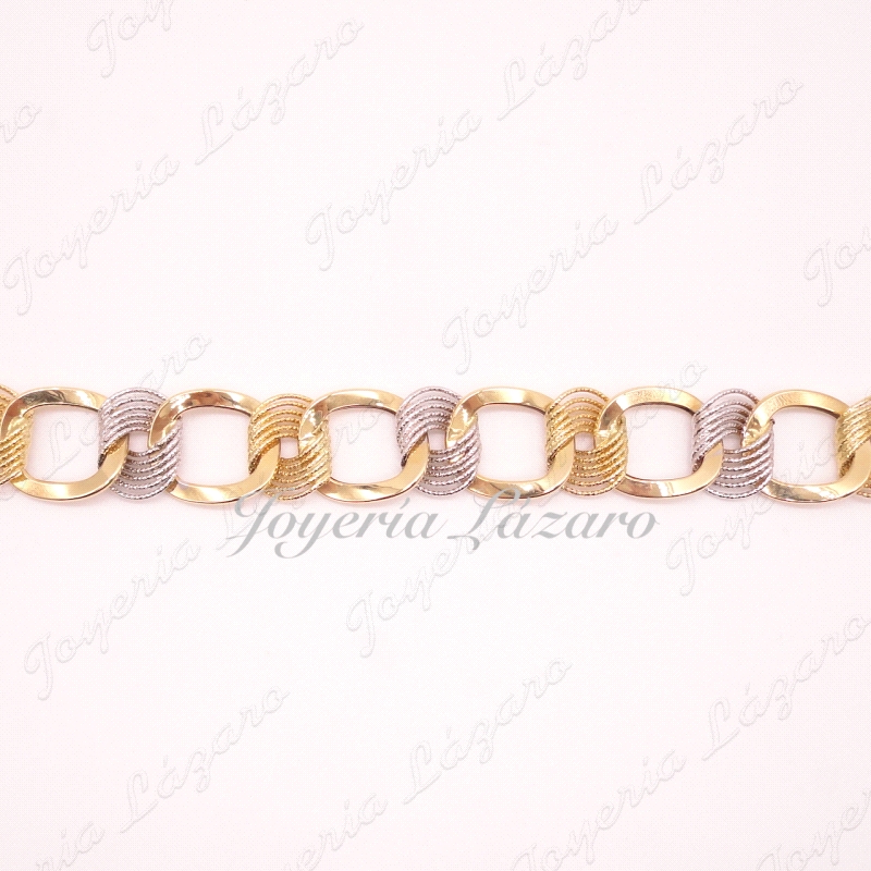 PULSERA ORO18KTS BICOLOR CUADRADOS