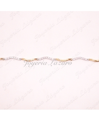PULSERA 18KTS BICOLOR CURVA CIRCO