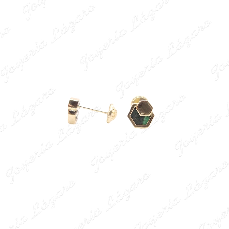 PEND. TORN. ORO 18 KTS EXAGONAL PIEDRA MALAQUITA