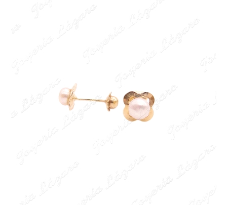 PEND. TORN. ORO 18 KTS FLOR PERLA BOTON CULTIVADA 4MM