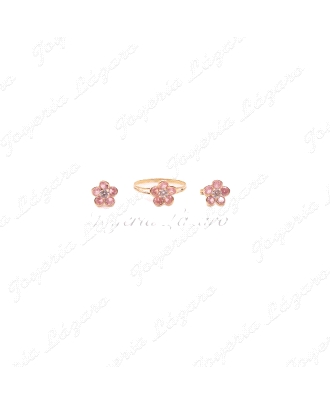 PEND. PRES. ORO 18 KTS FLOR CIRCNITAS ROSA BOCELADA                                                 