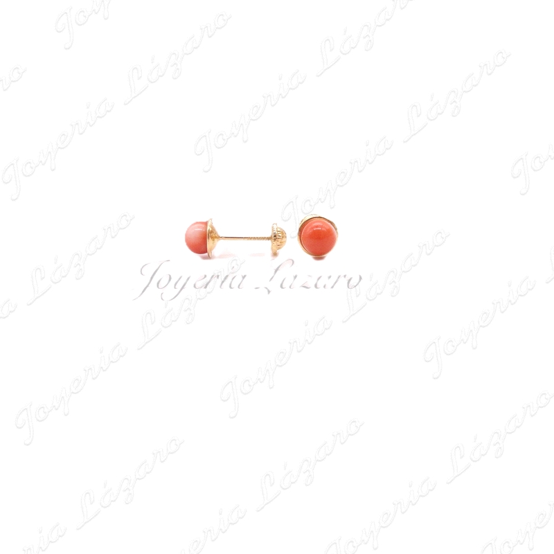 PEND. TORN. ORO 18 KTS BOLITA CORAL 6MM CERCO ORO