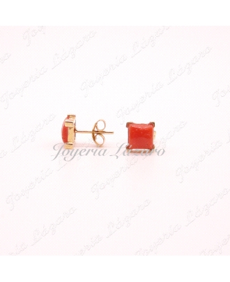 ORO 18 KTS PENDIENTES TORNILLERIA CORAL