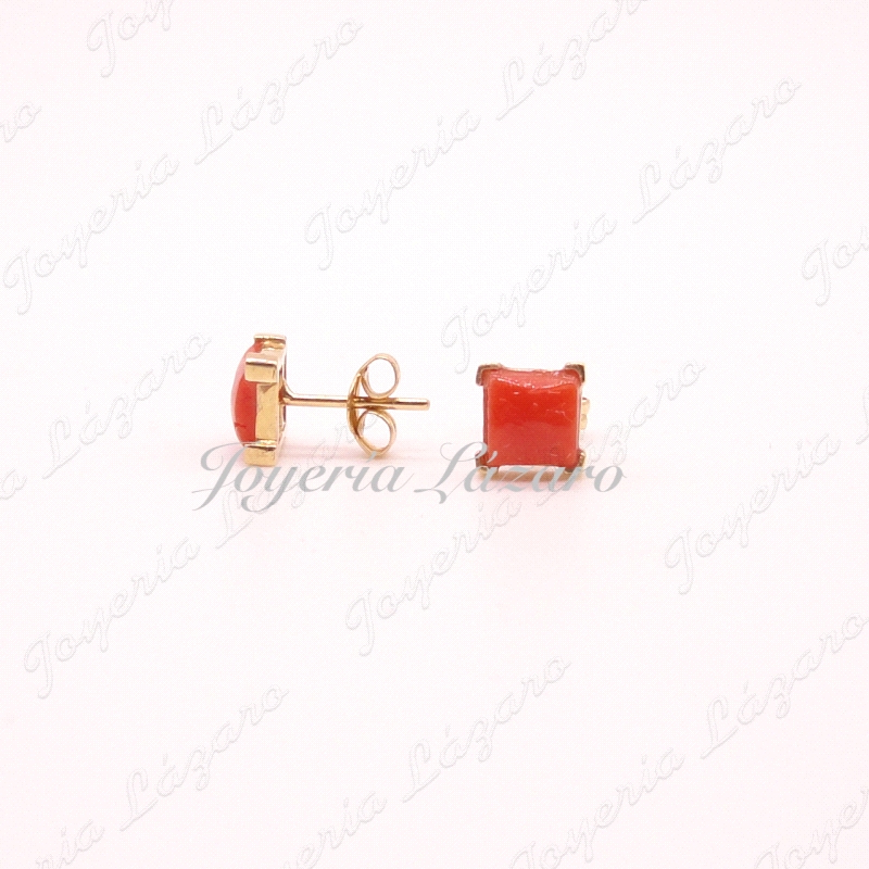 ORO 18 KTS PENDIENTES TORNILLERIA CORAL