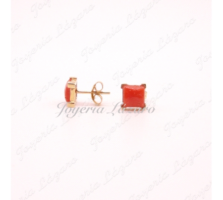 ORO 18 KTS PENDIENTES TORNILLERIA CORAL