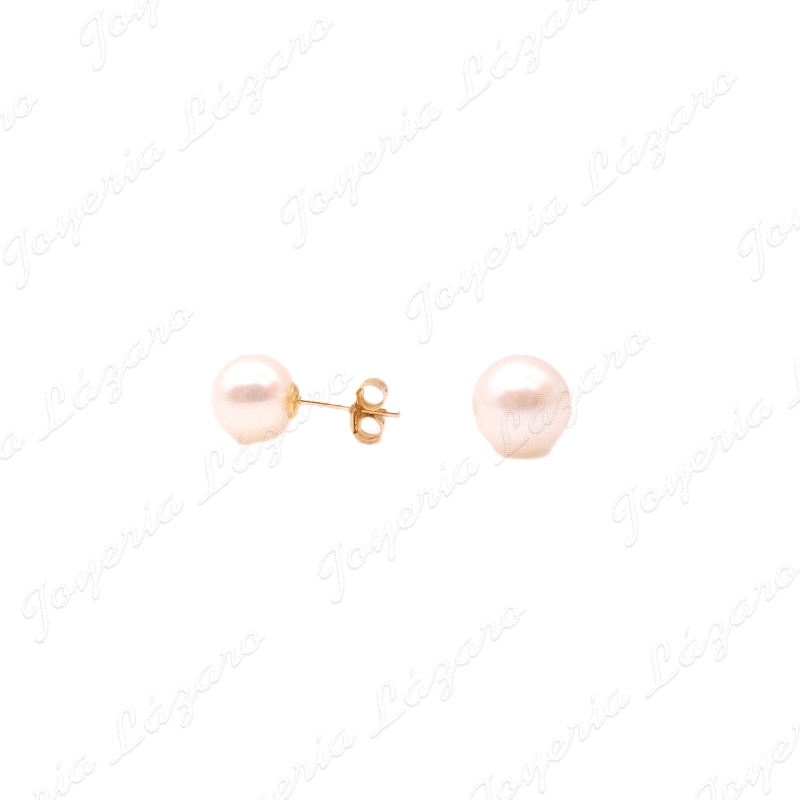 PENDIENTES 18KTS PERLA BOLA MEDIA