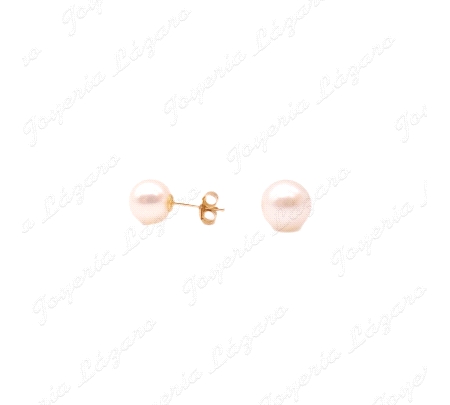 PENDIENTES 18KTS PERLA BOLA MEDIA