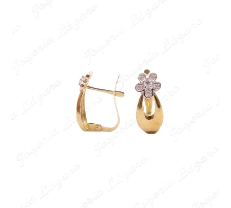 ORO 18 KTS PENDIENTES SRA. BIC. FLOR CAT