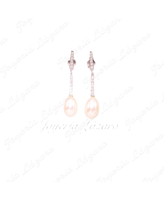 PEND. 18KTS BLANCO PERNO MICROCIRCO+ PERLA GOTA C. PRESION.