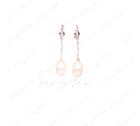 PEND. 18KTS BLANCO PERNO MICROCIRCO+ PERLA GOTA C. PRESION.