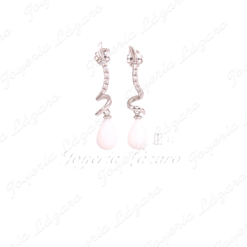 PEND. 18KTS BLANCO ESPIRAL+ CUARZO BLANCO TALLADO BRIOLETTE C. PRESIOM