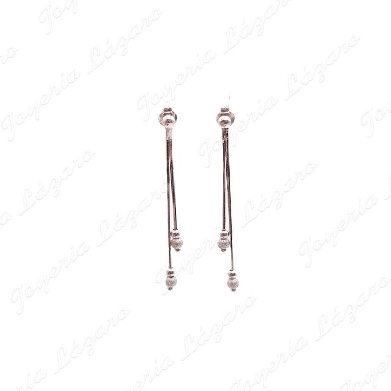 PEND. 18KTS BLANCO LARGOS 2 HILOS + 2 BOLITAS BRILLO Y MATE