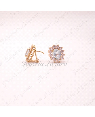 PEND. 18KTS OMEGA ROSETON AGUAMARINA