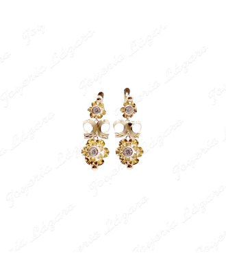 PEND. LARGOS ORO 18 KTS 2 ARQUILLOS CORDOBES +LAZO 33MM TOTAL C. CAT.