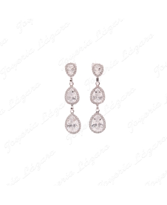 PEND. LARGOS ORO 18 KTS BLANCO, 3 LAGRIMAS CIRCO PERA