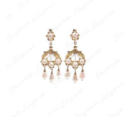 PEND. LARGOS ORO 18 KTS GITANILLAS PERLA CHUPON