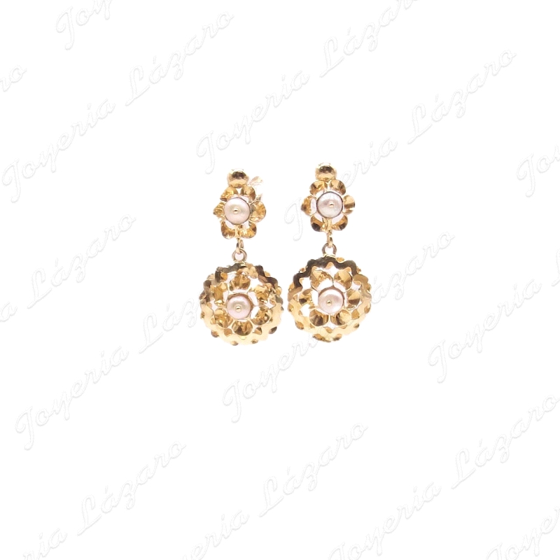 PEND. LARGOS ORO 18 KTS CORDOBES CON PERLA