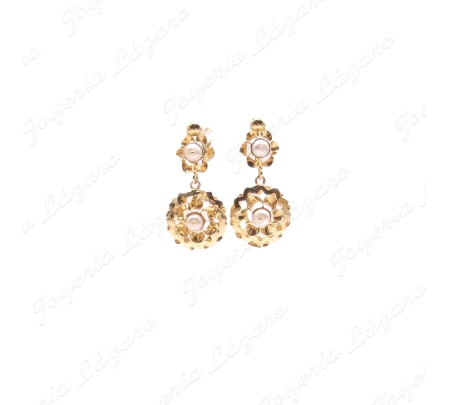 PEND. LARGOS ORO 18 KTS CORDOBES CON PERLA