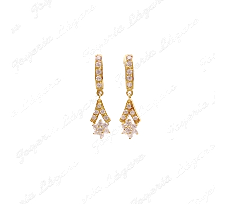 ORO 18 KTS PENDIENTES LARGOS ROSET.+CIRC