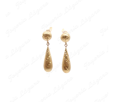 PEND. 18KTS CAT. LARGO BOLA+CHUPON MATE TALLADO