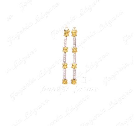 PEND. 18KTS LARGO BICOLOR CIRCO ENTREPIEZAS