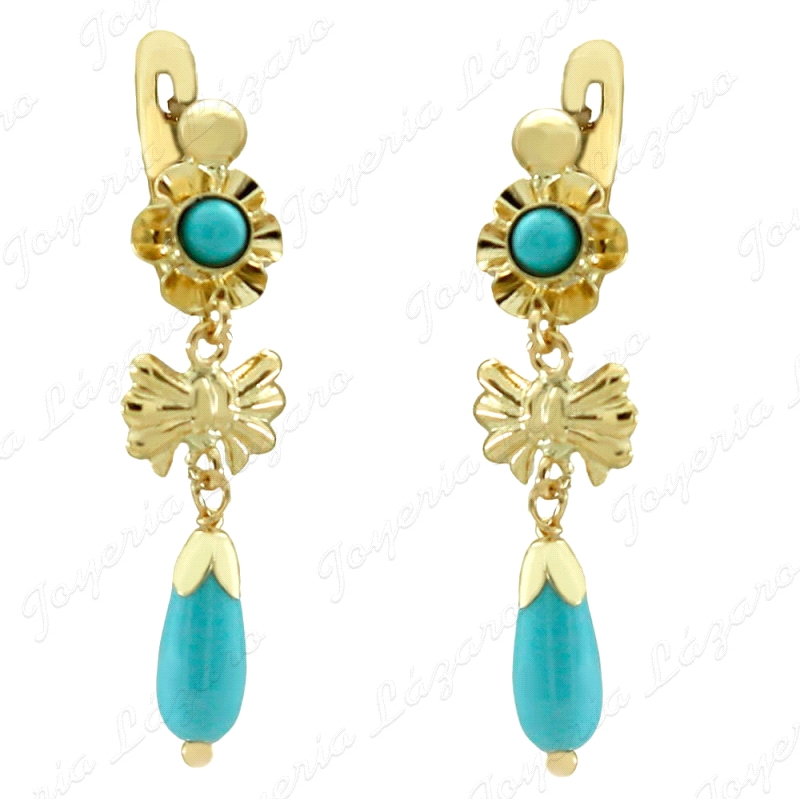 PEND. TURQUESA/SIMIL ORO 18 KTS 28MM ARQUILLO LAZO HUECO C. CAT.