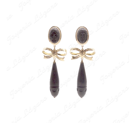 PEND. ORO 18 KTS EBANO/PALOSANTO CARA+LAZO+CHUPON LISO C. OMEGA