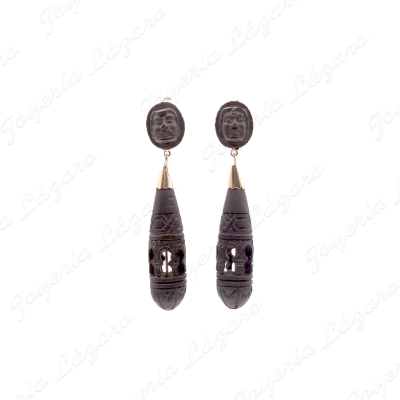 PEND. ORO 18 KTS EBANO/PALOSANTO, 54MM SIN LAZO C. CATALAN