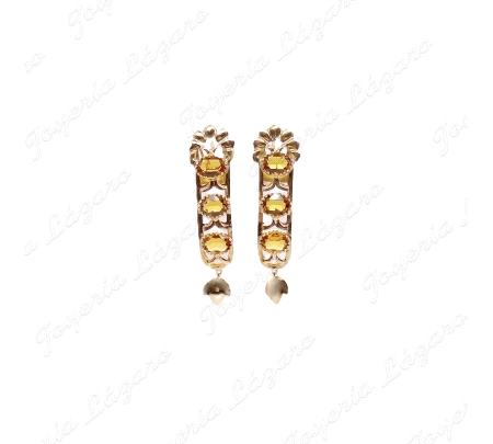 PEND. CORAL/SIMIL ORO 18 KTS SEMAFORO AMARILLO 4CM