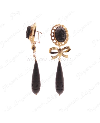 ORO 18 KTS PEND. PALOSANTO, EBANO CHUPONES LISOS