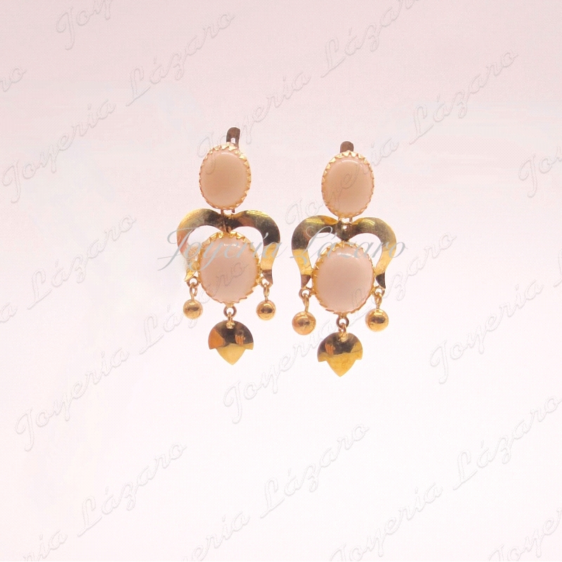 ORO 18 KTS PENDIENTES CORAL BL,