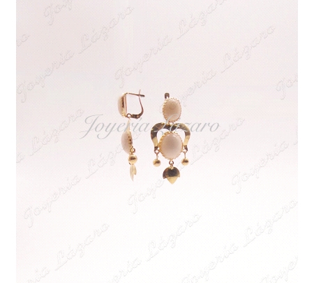 ORO 18 KTS PENDIENTES CORAL BL,