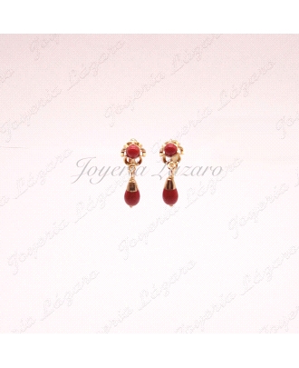 ORO 18 KTS PENDIENTES CORAL BL,ARQUILLO