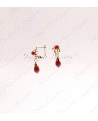 ORO 18 KTS PENDIENTES CORAL BL,ARQUILLO