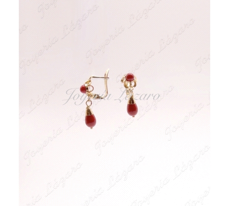 ORO 18 KTS PENDIENTES CORAL BL,ARQUILLO