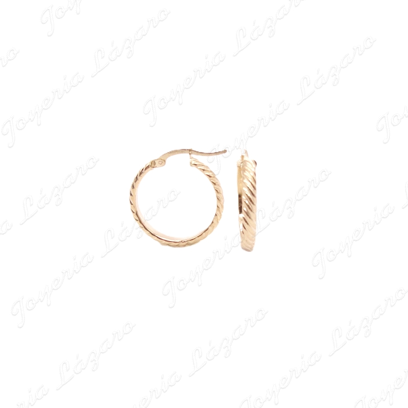 PEND. AROS ORO 18 KTS 1/2 CAÑA TRENZADO 3MMX16