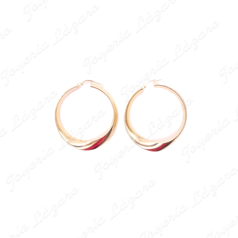 PEND. AROS ORO 18 KTS RETORCIDOS 1/2 CAÑA 6MM 30MM INT.